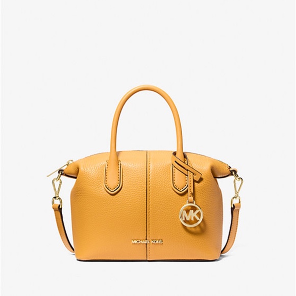 Michael Kors Hyde Yellow Golden Rod Small Pebbled Leather Satchel - Picture 1 of 5